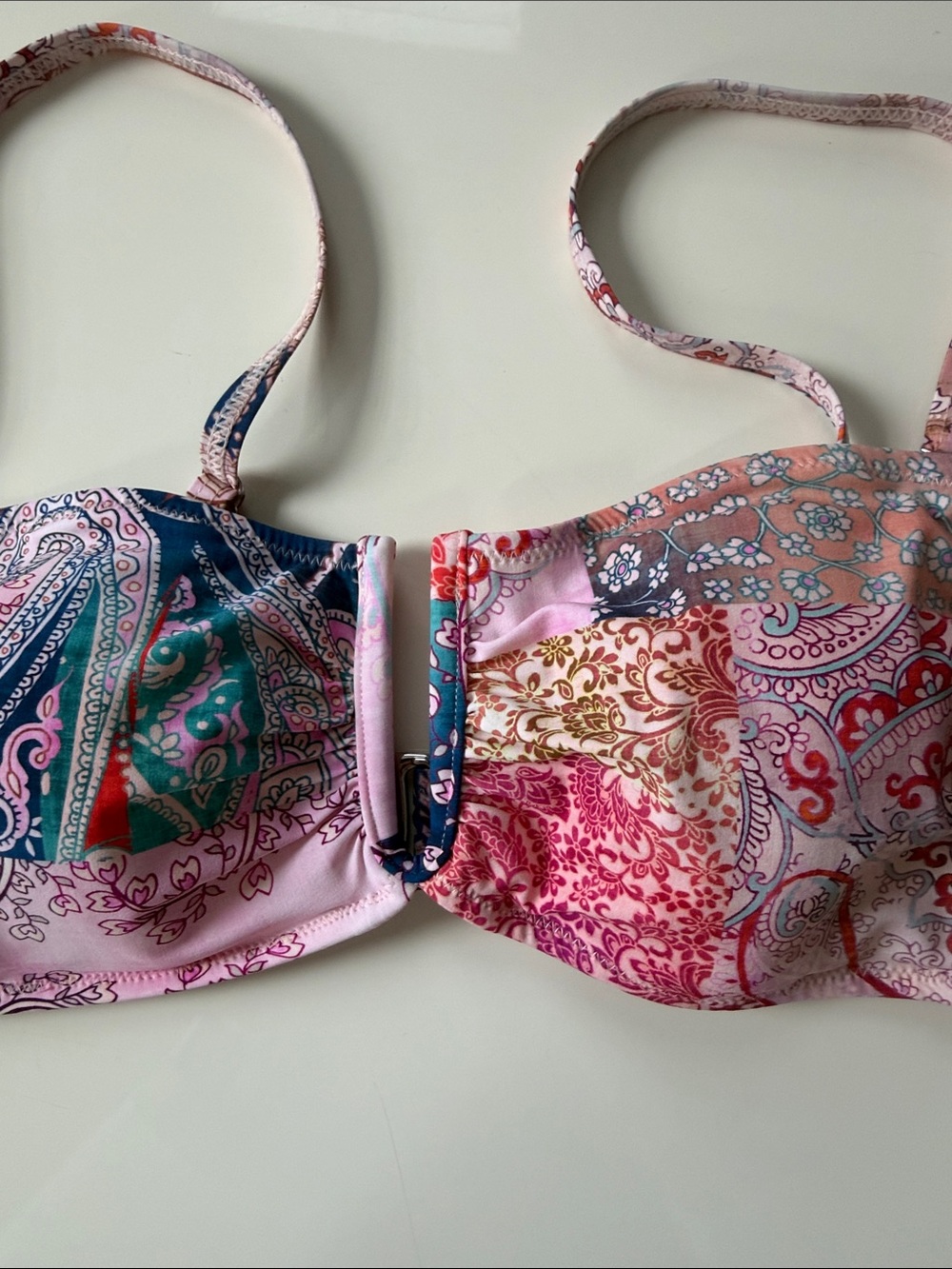 Profile By Gottex Pink Multi Paisley Bandeau Bikini Top - Picture 2 of 9